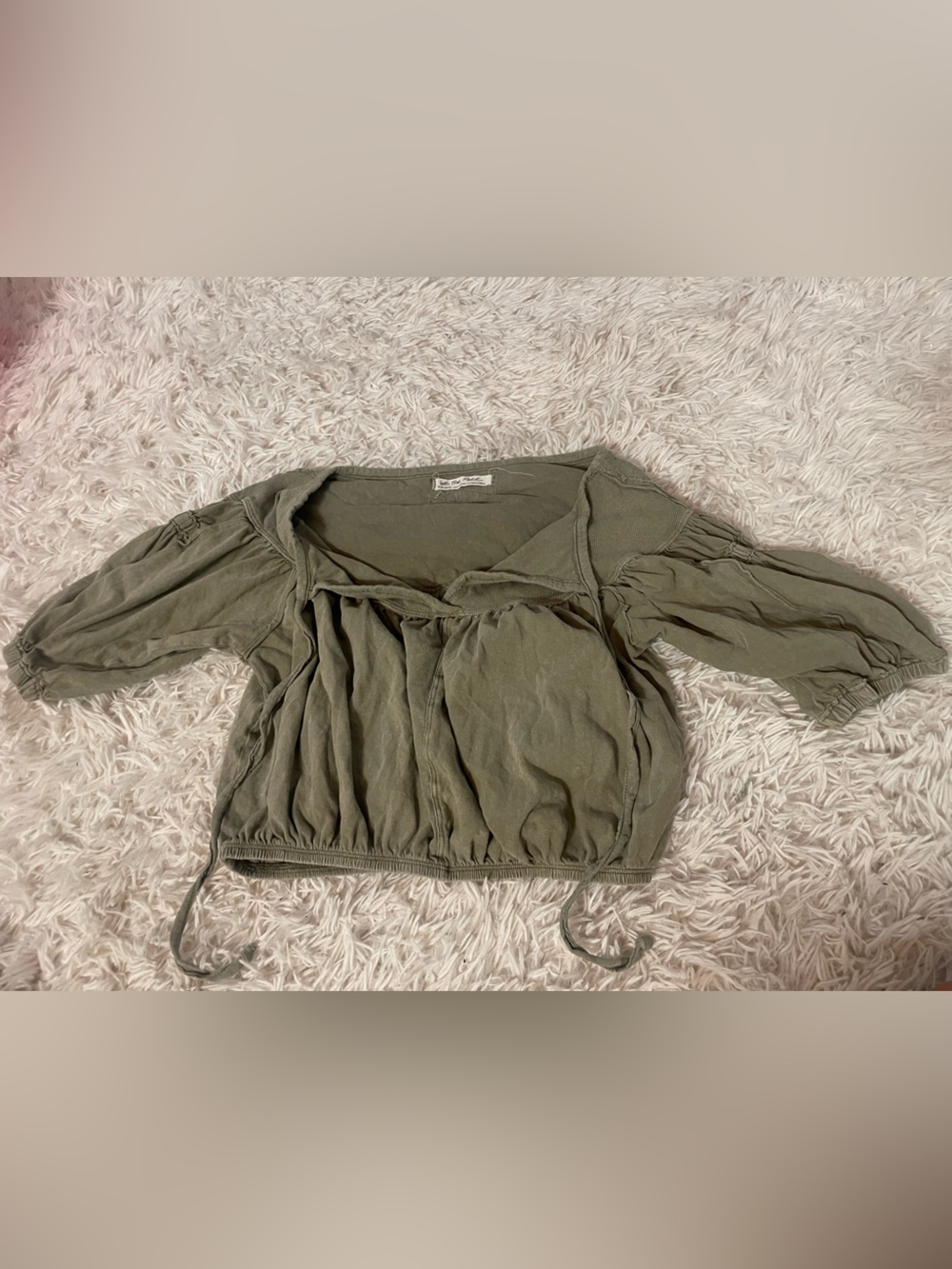 We The Free Olive Green Peasant Crop Top
